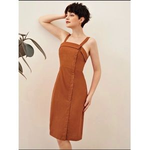 Foldover Detail Button Front Cami Dress